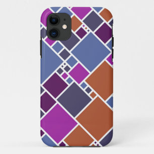 Coques Pour iPhone Carrés géométriques modernes Gris pourpre Brown