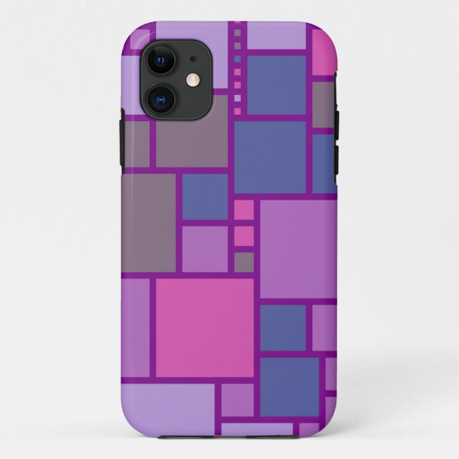 Coques Case-Mate iPhone Carrés géométriques modernes | Rose violet bleu (Dos)