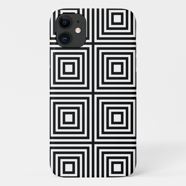 Coques Case-Mate iPhone Carrés noirs et blancs en Carré (Dos)