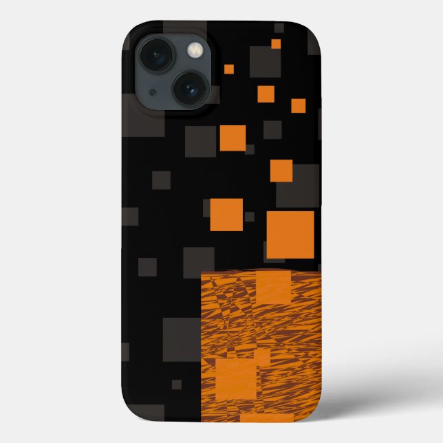 Coques Case-Mate iPhone Carrés noirs gris brun brun orange blocs abstraits (Verso)