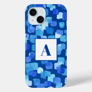 Coque Case-Mate iPhone Carrés peints en bleu Abstrait