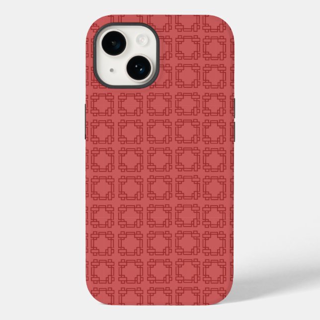 Coques Case-Mate iPhone Carrés rouges Art déco (Verso)