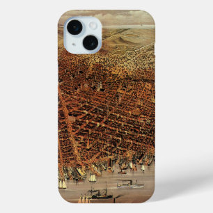 Coque Case-Mate iPhone Carte aérienne antique, ville de San Francisco, Ca