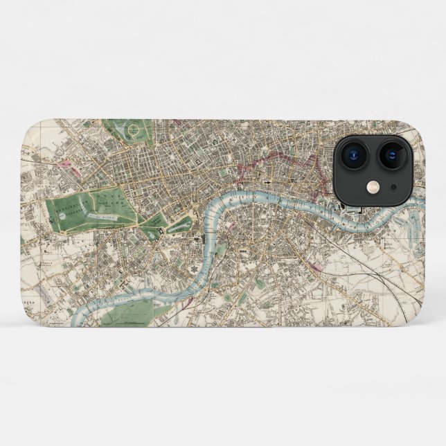 Coques Case-Mate iPhone Carte ancienne de Londres Angleterre (1853) (Dos (Horizontal))