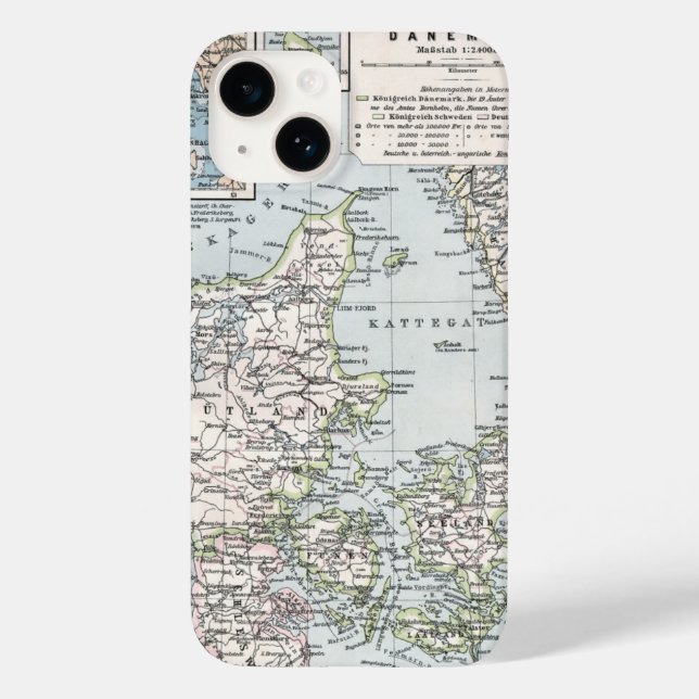 Coques Case-Mate iPhone Carte ancienne du Danemark, Danmark en danois, 190 (Verso)