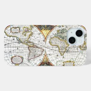 Coque Pour iPhone 15 Carte ancienne du monde par Hendrik Hondius, 1630