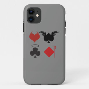 Coques Pour iPhone Carte Angel et Diable convient à gris foncé