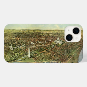 Coque Case-Mate iPhone Carte antique avec une vue panoramique de Washingt