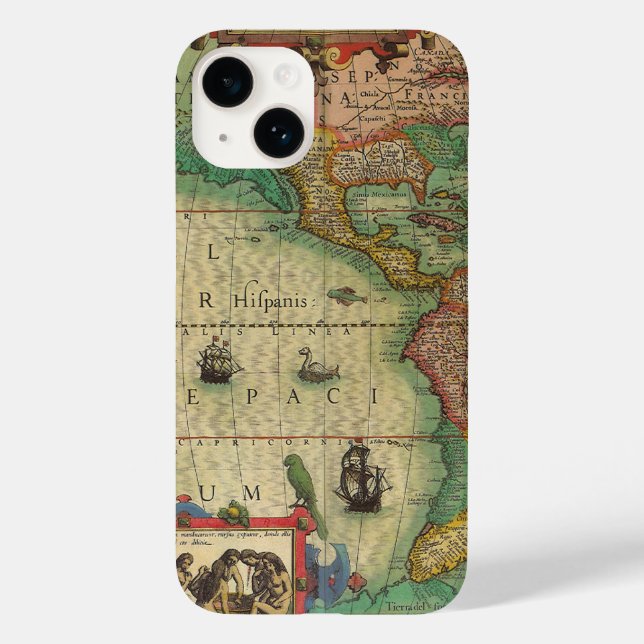 Coques Case-Mate iPhone Carte antique du monde des Amériques par Hondius (Verso)