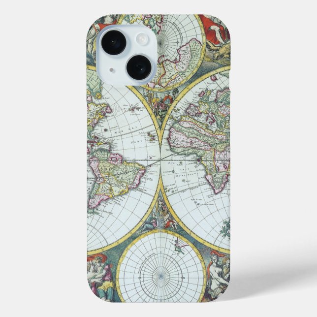 Coques Case-Mate iPhone Carte antique du monde du 17e siècle, Frederick De (Verso)
