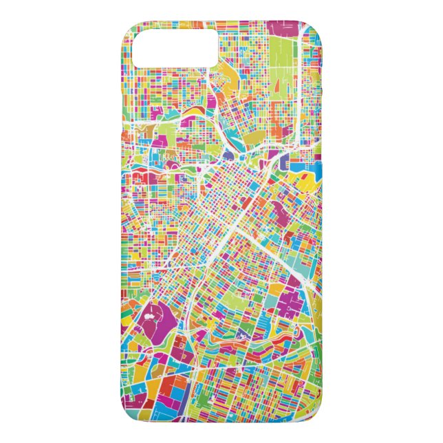 Coques Case-Mate iPhone Carte au néon de Houston, le Texas | (Dos)