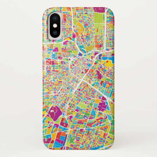 Coques Case-Mate iPhone Carte au néon de Houston, le Texas | (Dos)