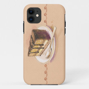 Coque iPhone 11 Carte avec le gâteau peint d'aquarelle