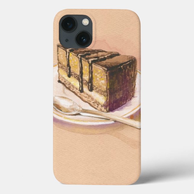 Coques Case-Mate iPhone Carte avec le gâteau peint d'aquarelle (Verso)