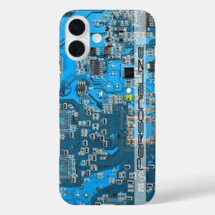 Coque Pour iPhone 16 Plus Carte circuit bleu circuit imprimé à circuit impri