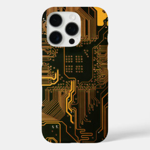 Coque iPhone 16 Pro Carte cool de circuit informatique Orange