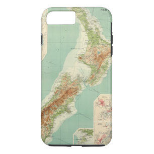 Coque iPhone 7 Plus Carte d'atlas de la Nouvelle Zélande