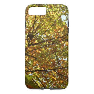 Coque iPhone 8 Plus/7 Plus Carte d'automne verte et dorée d'un érable en chan