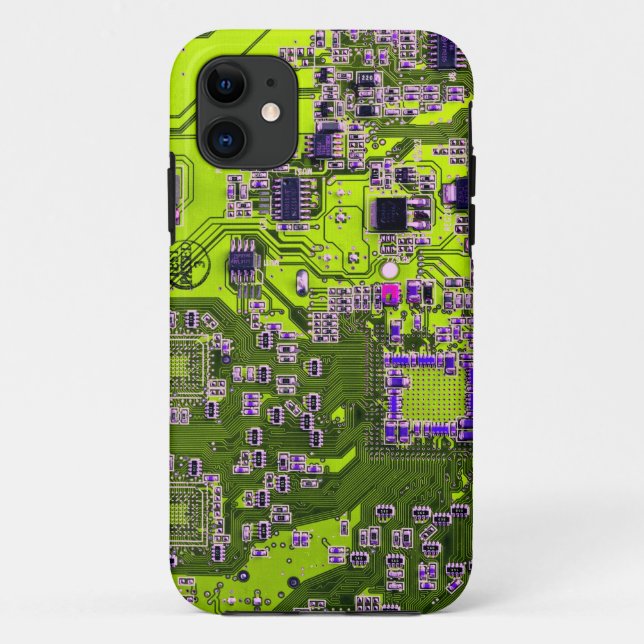 Coques Case-Mate iPhone Carte de circuit Geek d'ordinateur - jaune néon (Dos)
