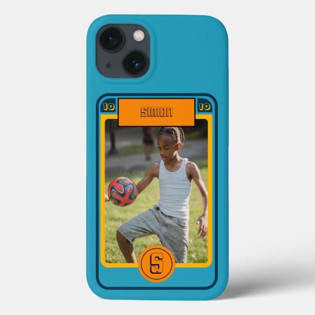 Coques Case-Mate iPhone Carte de football bleu rétro inspirée (Verso)