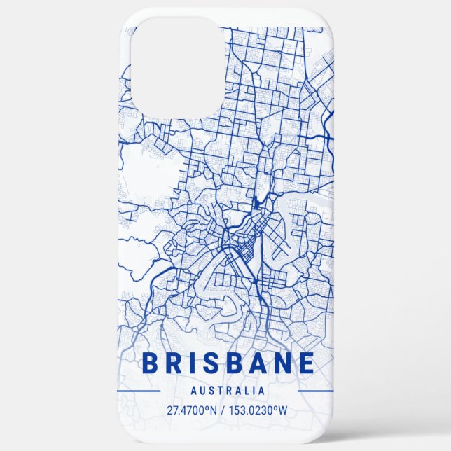 Coques Case-Mate iPhone Carte de la ville de Brisbane Tint bleu (Verso)