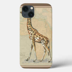iPhone 13 Coque Carte de l'Afrique et une girafe