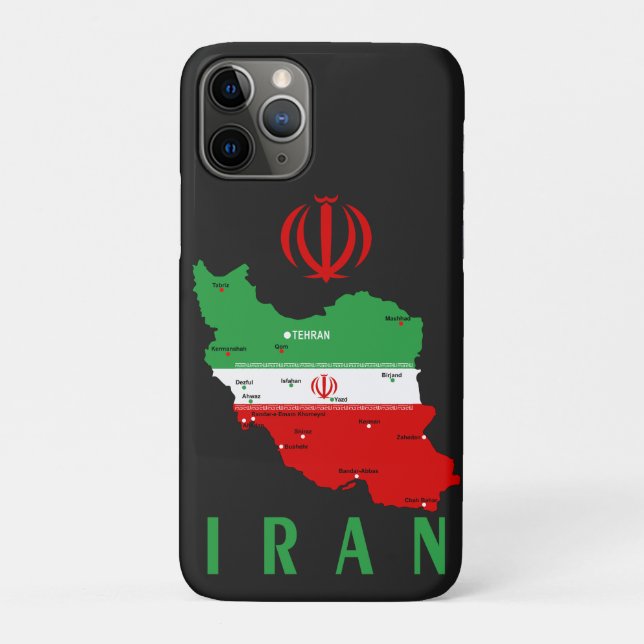 Coques Case-Mate iPhone Carte de l'Iran avec drapeau et emblème (Dos)