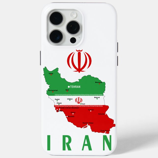 Coques Case-Mate iPhone Carte de l'Iran avec drapeau et emblème (Verso)
