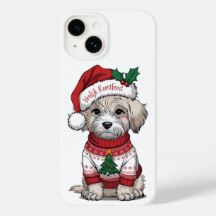 Coque Case-Mate iPhone Carte de Noël Vrolijk Kerstfeest Maltipoo