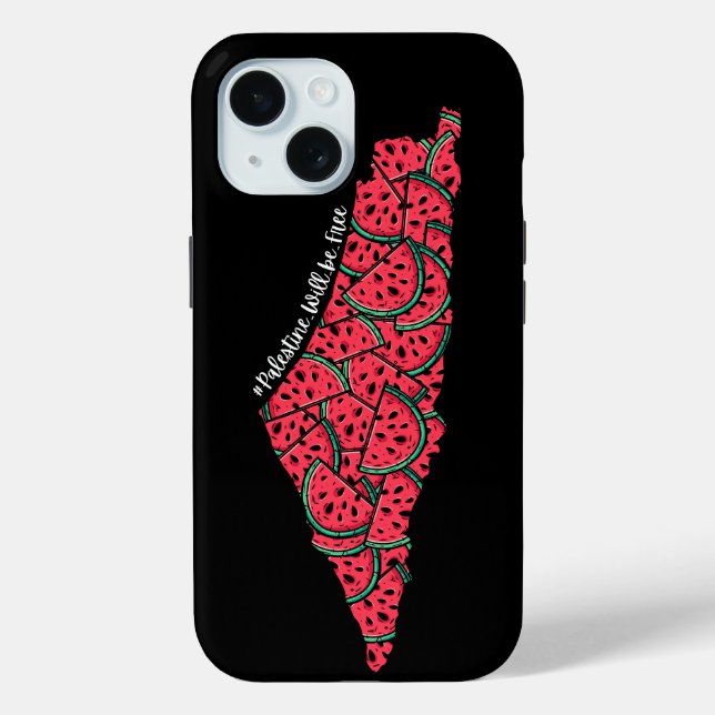 Coques Case-Mate iPhone Carte de Palestine remplie de pastèques | Palestin (Verso)
