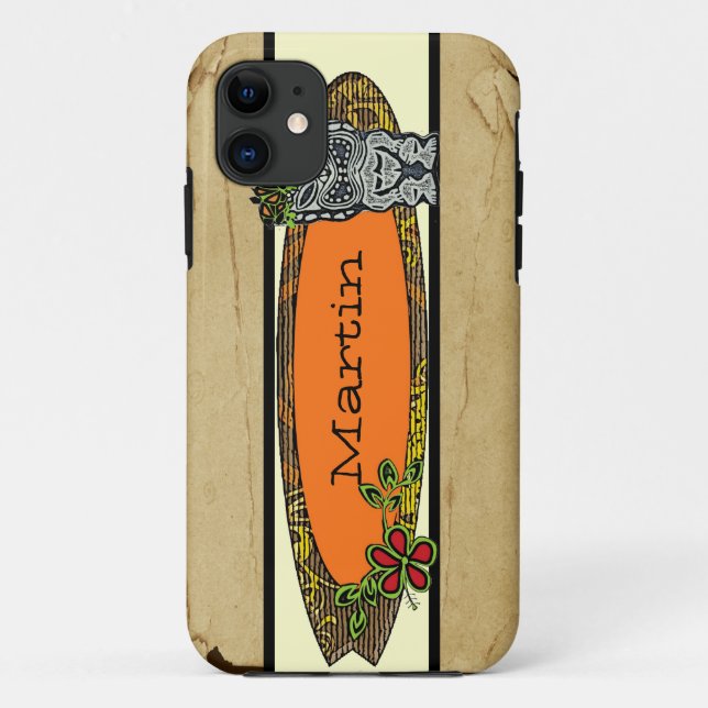 Coques Case-Mate iPhone Carte de surf tiki personnalisable tropical iphone (Dos)