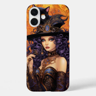COQUE POUR iPhone 16 PLUS CARTE DE TAROT FEMME ET CHAT NOIR D'HALLOWEEN EFFR