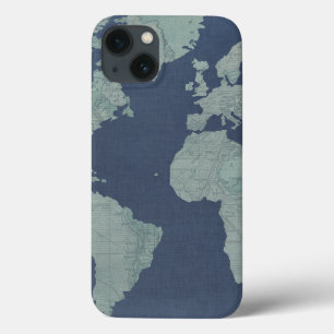 iPhone 13 Case Carte de toile bleue du monde
