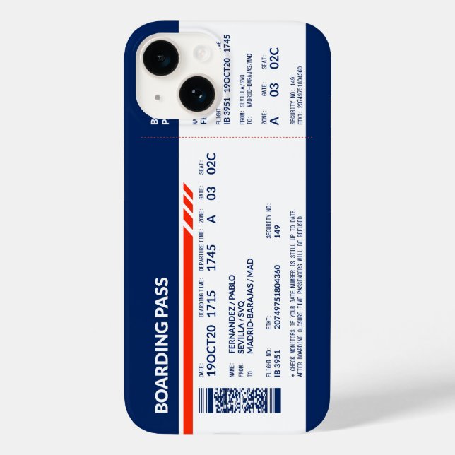 Coques Case-Mate iPhone Carte d'embarquement - Bleu & Rouge (Verso)