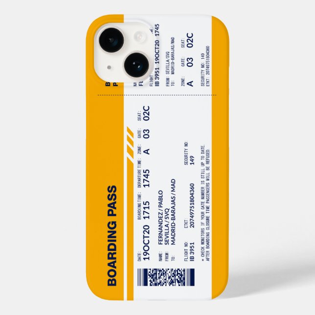 Coques Case-Mate iPhone Carte d'embarquement - Jaune (Verso)