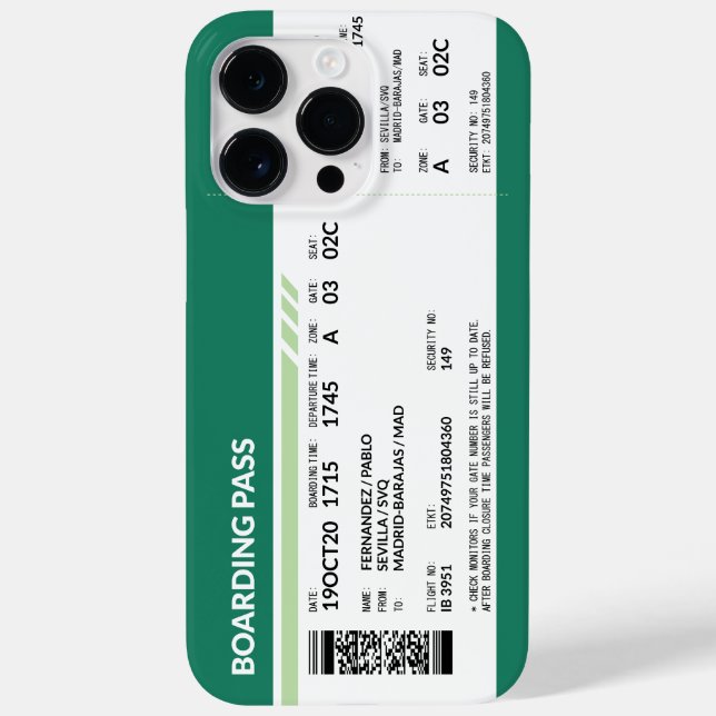 Coques Case-Mate iPhone Carte d'embarquement - Vert (Verso)