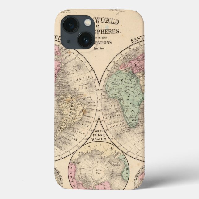 Coques Case-Mate iPhone Carte des hémisphères du monde par Mitchell (Verso)
