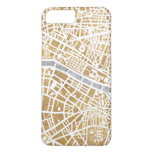 Coque iPhone 7 Plus Carte dorée de ville de Paris