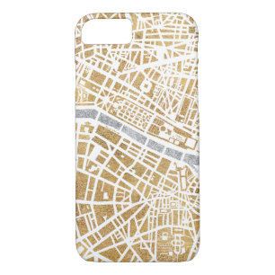 Coque iPhone 8/7 Carte dorée de ville de Paris