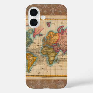 Coque Pour iPhone 16 Carte du monde 1700s Antique Continents