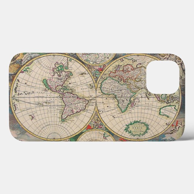 Coques Case-Mate iPhone Carte du monde antique (Verso (horizontal))