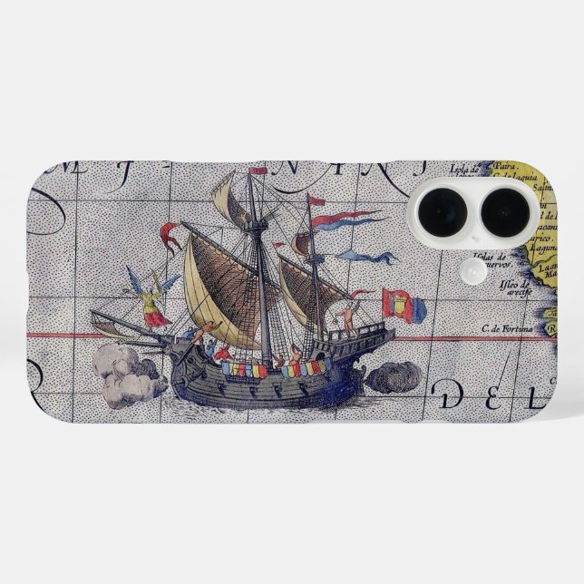 Coques Case-Mate iPhone Carte du monde antique de l'océan Pacifique (Verso (horizontal))