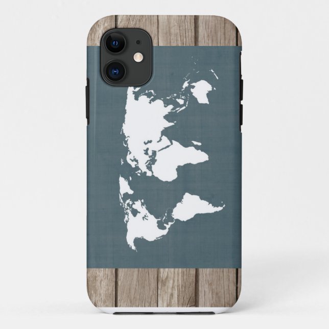 Coques Case-Mate iPhone Carte du monde. bleu et blanc (Dos)