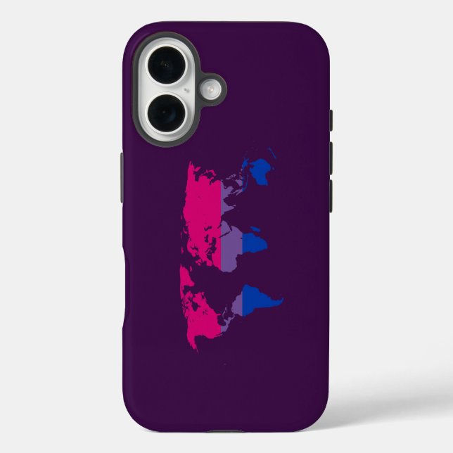 Coques Case-Mate iPhone Carte du monde de la fierté bisexuelle (Verso)