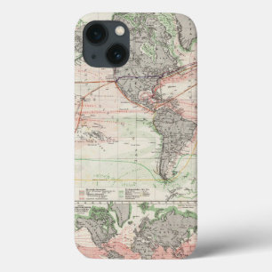 Etui iPhone 13 Carte du monde des courants d'océan
