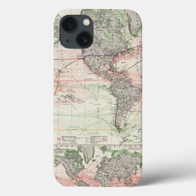 Coques Case-Mate iPhone Carte du monde des courants d'océan (Verso)