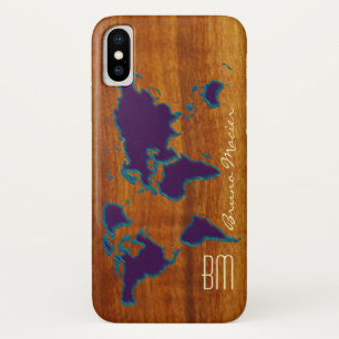Coque Case-Mate Pour iPhone carte du monde du bois personnalisée