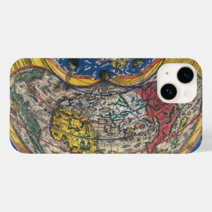 Coque Pour iPhone 14 Carte du monde en forme de coeur antique par Peter