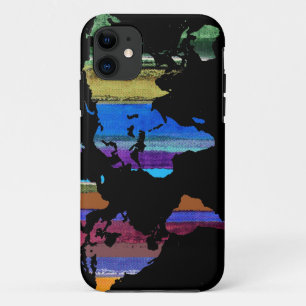 Coque Case-Mate iPhone carte du monde et bandes de couleur