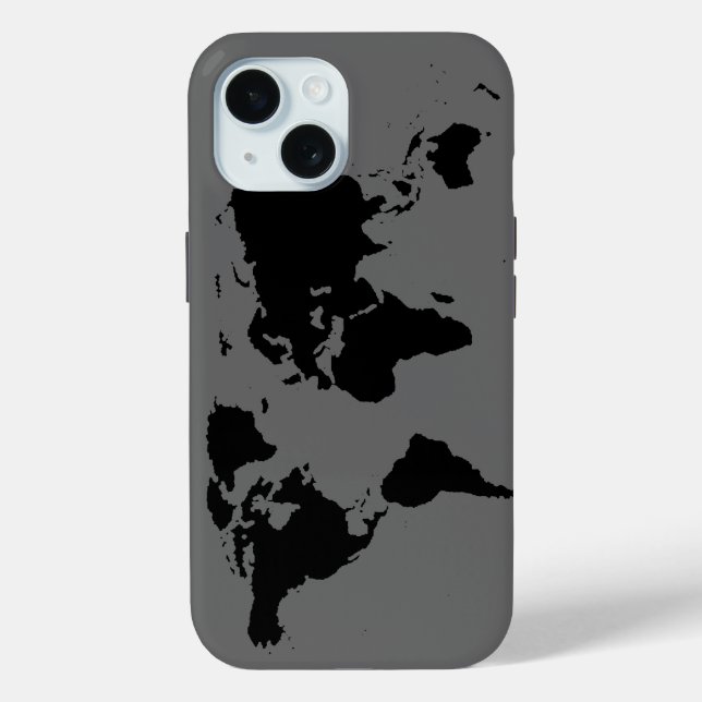 Coques Case-Mate iPhone Carte du monde gris noir (Verso)